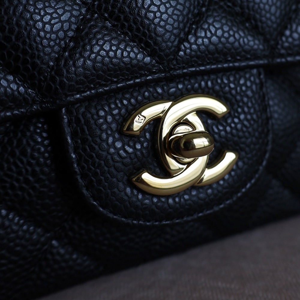 RARE | CHANEL Mini Square Flap Black Caviar GHW - Picture 9 of 17
